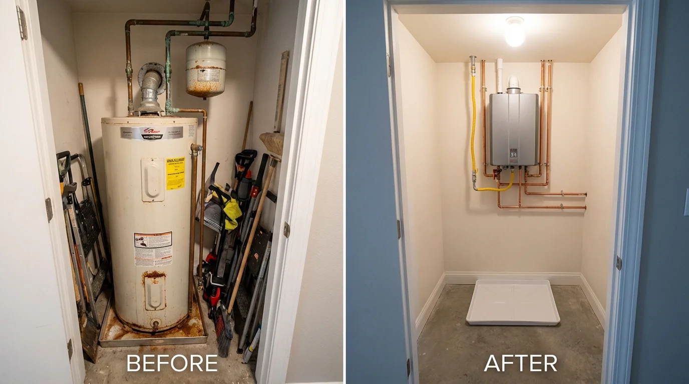 Tank water heater versus wall-mounted tankless unit comparison for Huntsville, AL homeowners